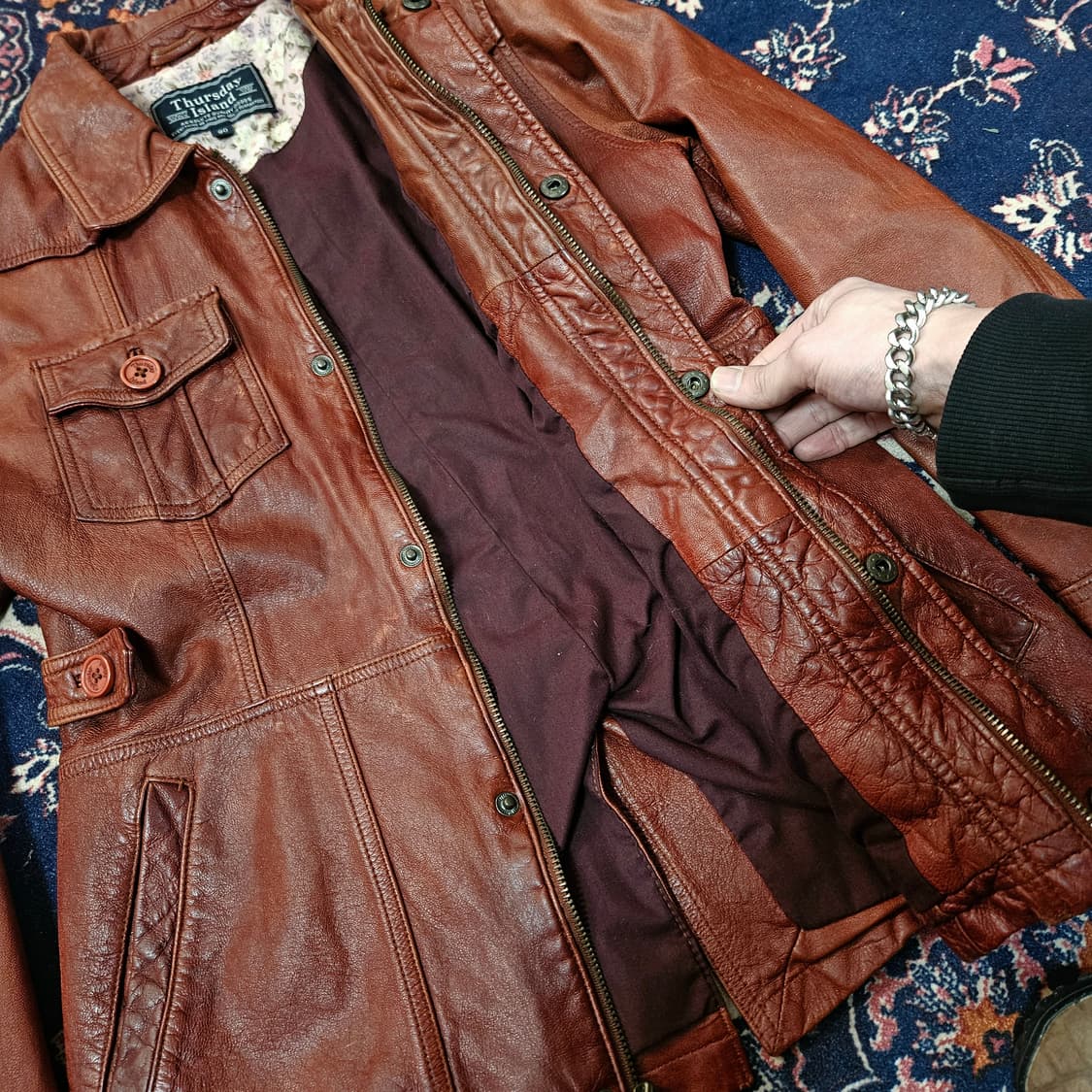 써스데이아일랜드 빈티지 y2k 가죽 자켓 90size 상품이미지8