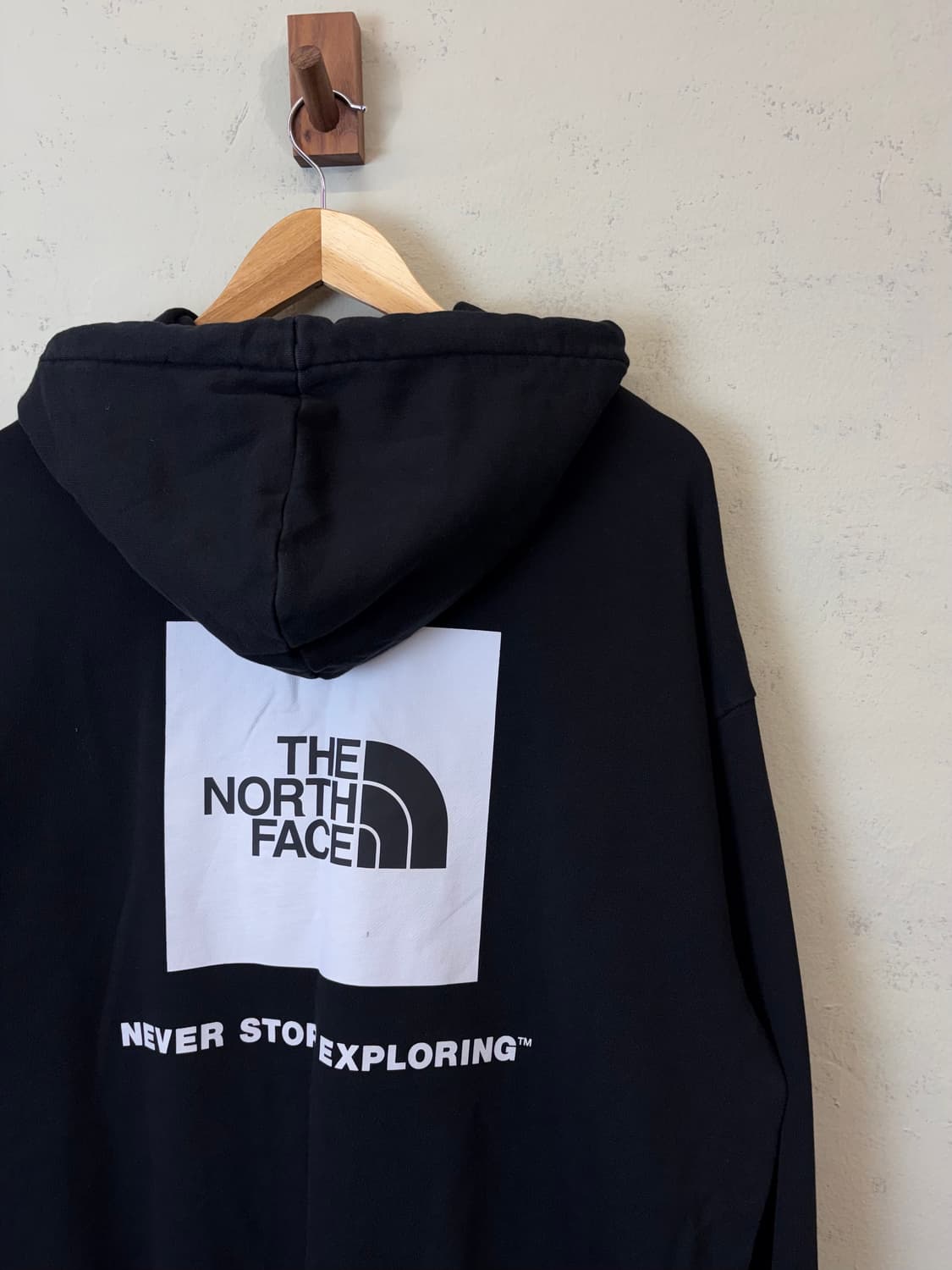 노스페이스 빅 스퀘어 로고 블랙 후드티 상품이미지3