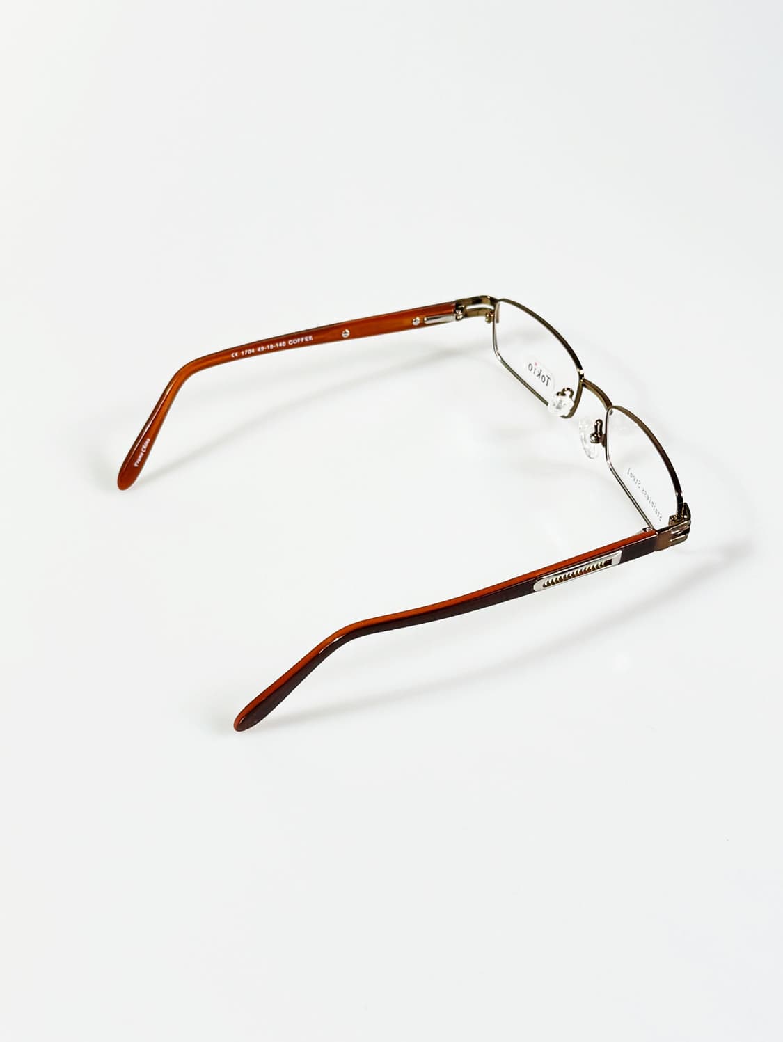 90s TOKIO 브라운 메탈 슬림 스퀘어 빈티지 안경 상품이미지5