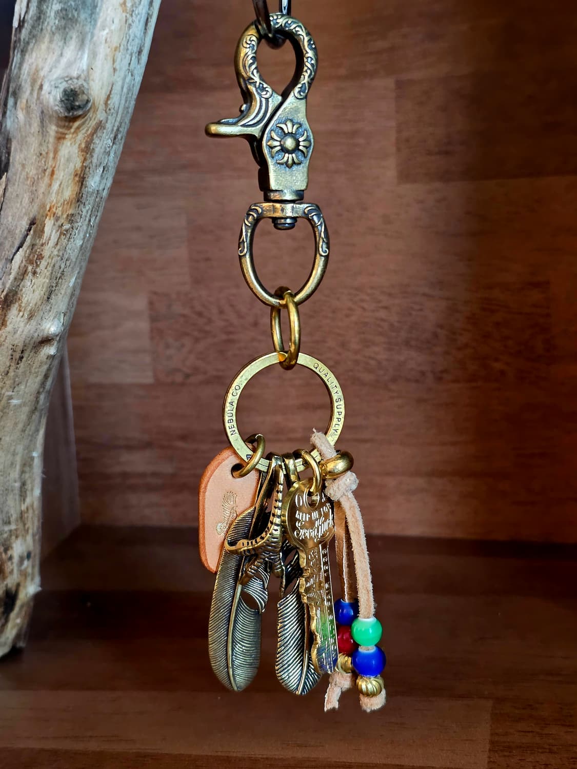 3cross gold brass double wing  keyring 상품이미지5