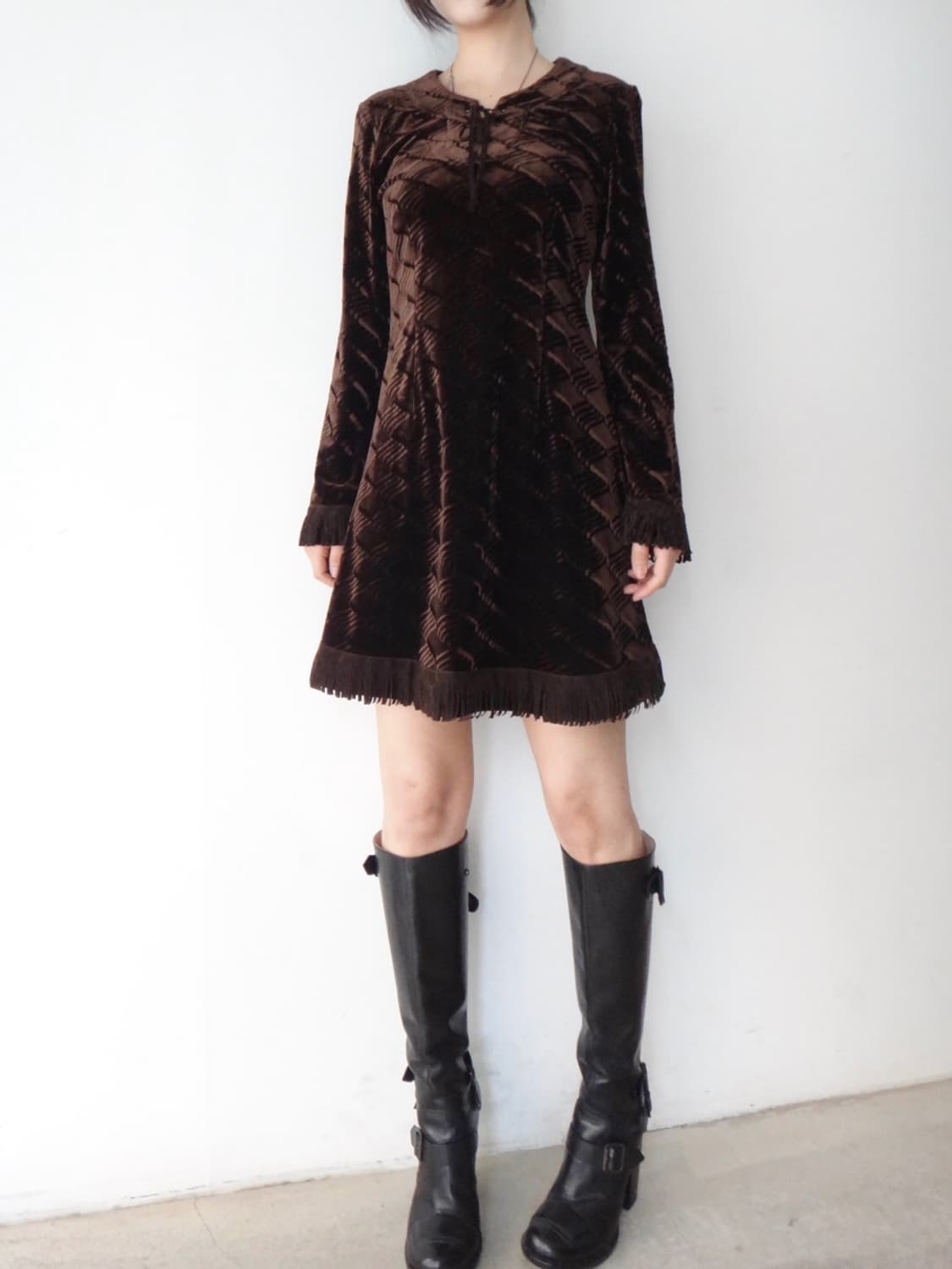 Velvet chestnut tassel ops / brown 상품이미지3