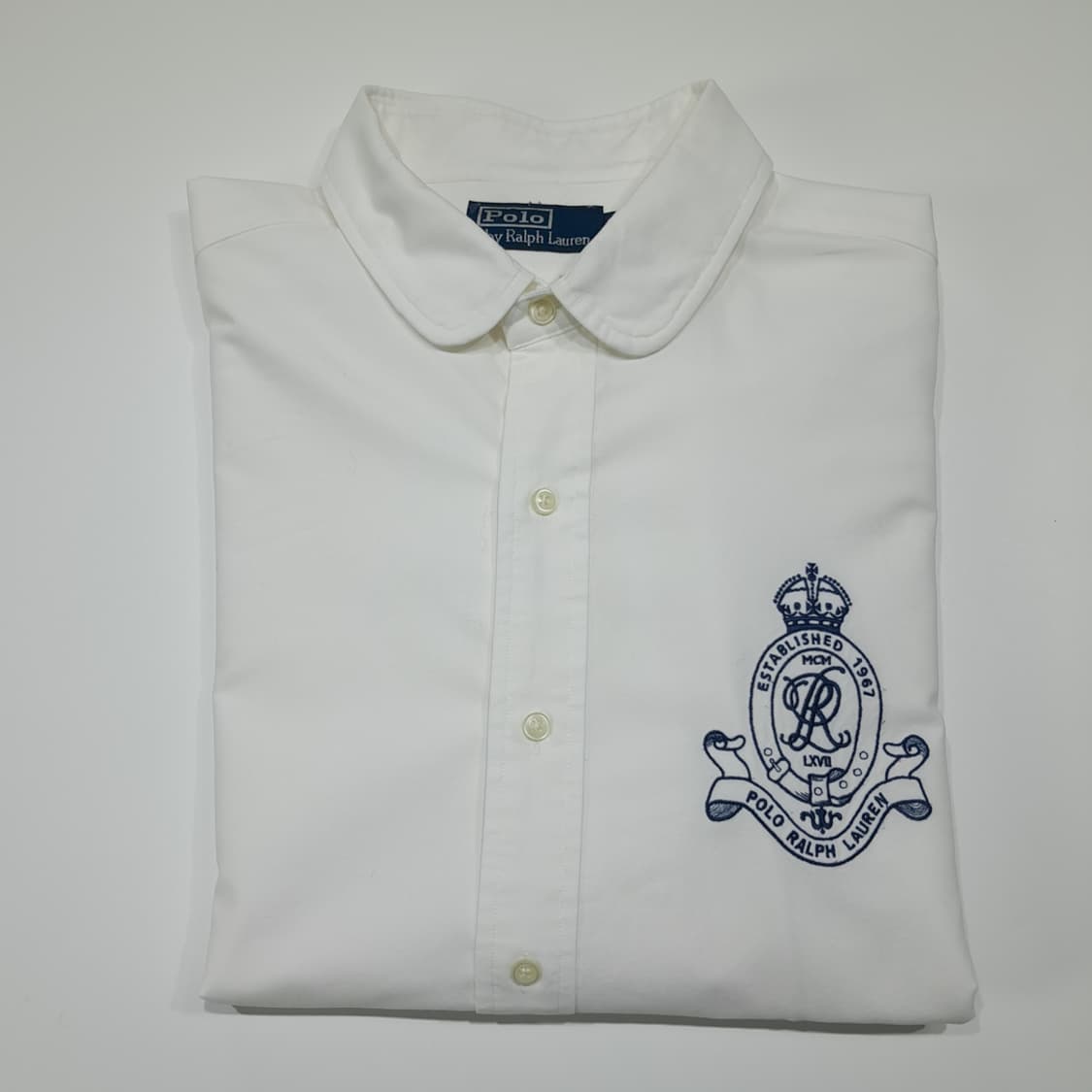 CL480 XL 폴로 90s 코튼 빅크레스트 클럽칼라 화이트 셔츠 남방 상품이미지7