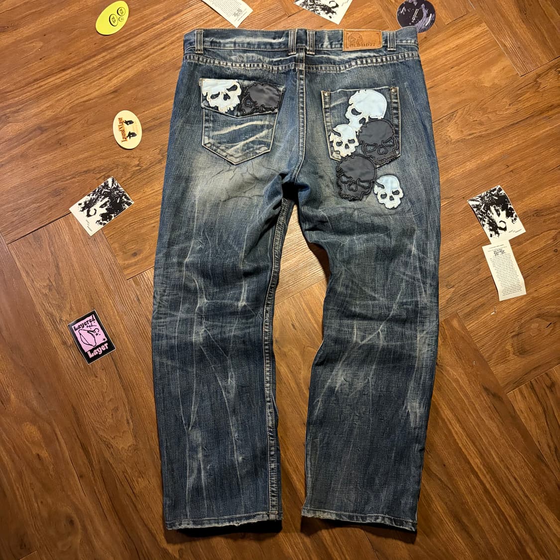 00s Skull patch washed denim 상품이미지2