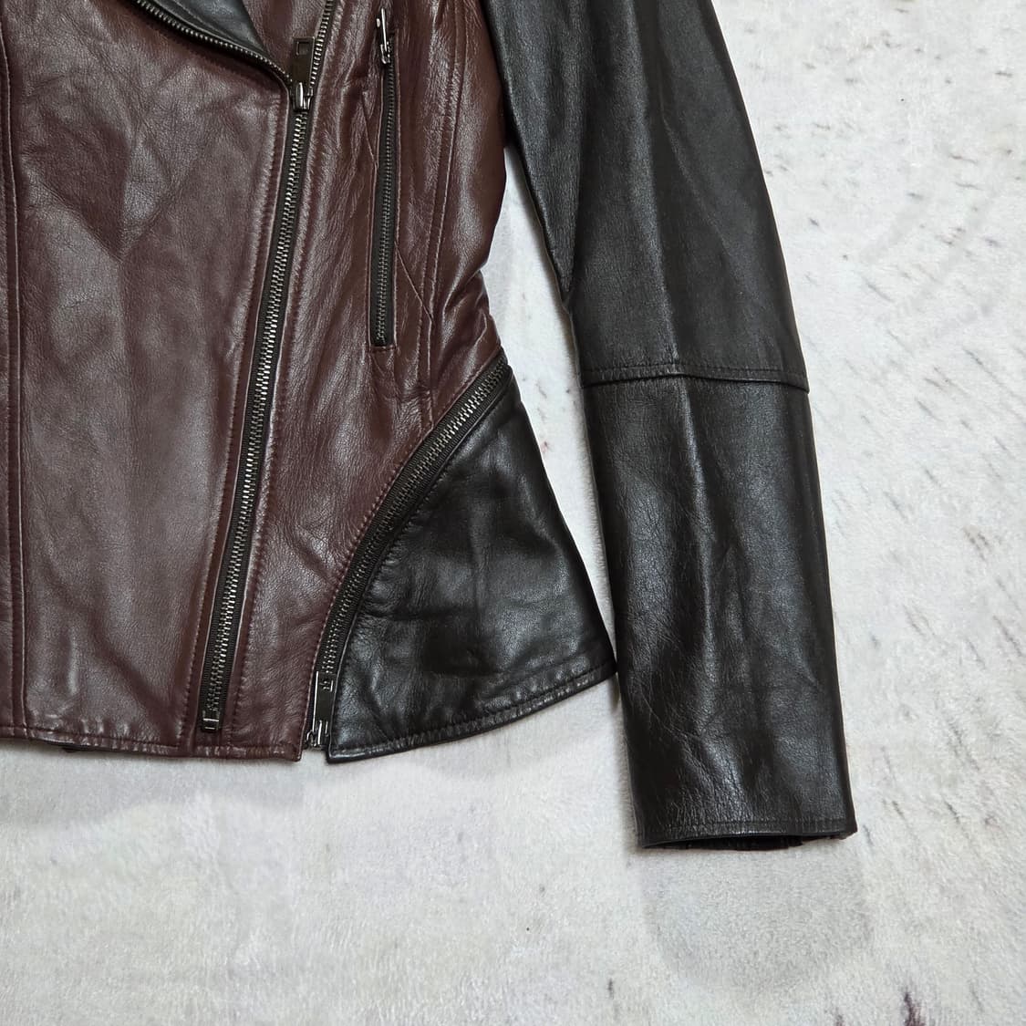 빈티지 리얼 레더 레드 브라운 양가죽 자켓 상품이미지3