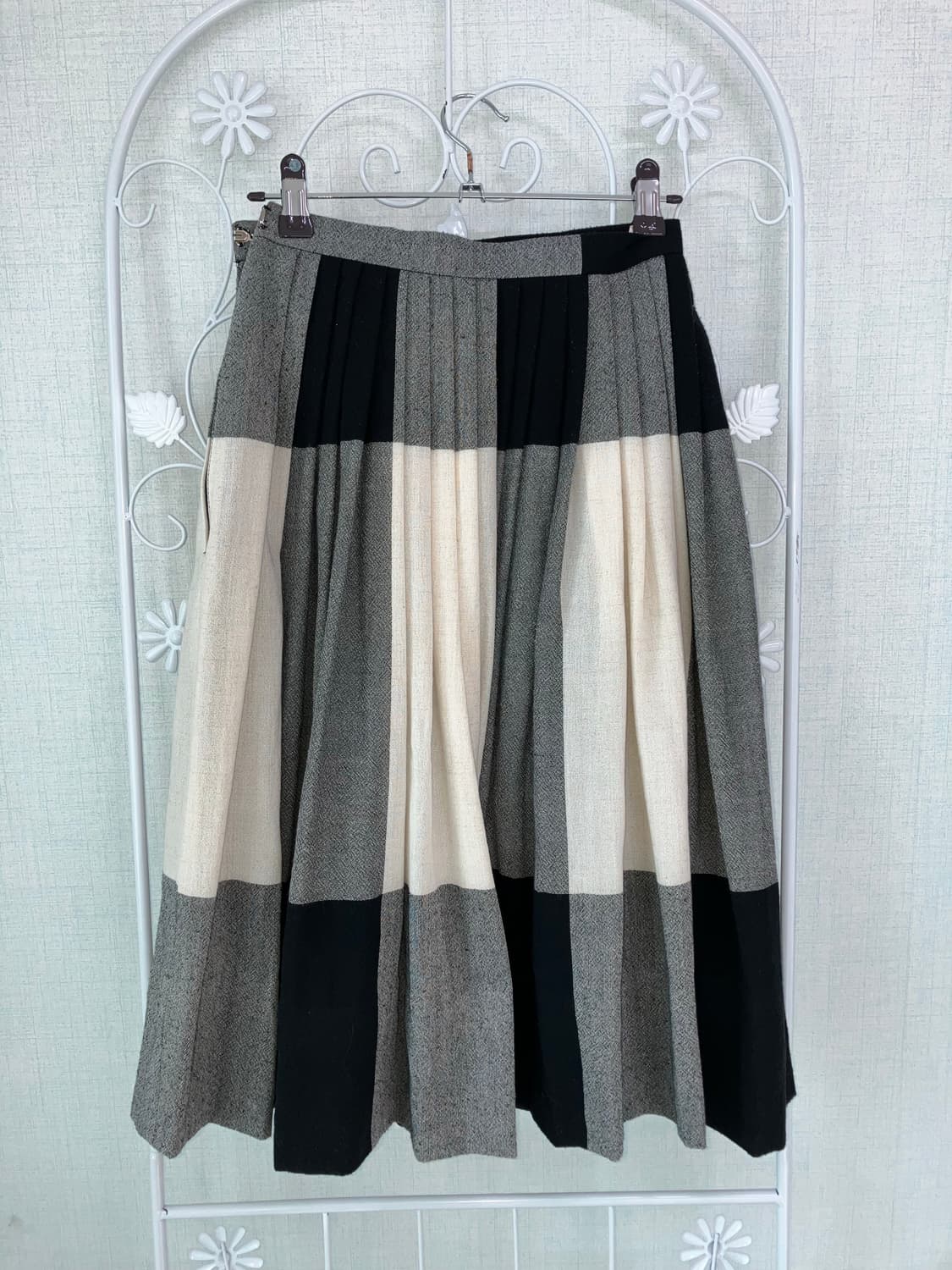 jpn vintage 블랙 그레이 체크 미디 스커트 y2k 스트릿 갸루  상품이미지1