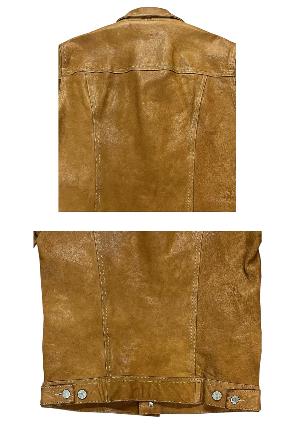 밥슨 카라 버튼 레더 자켓 카멜 S #csz1966 상품이미지8