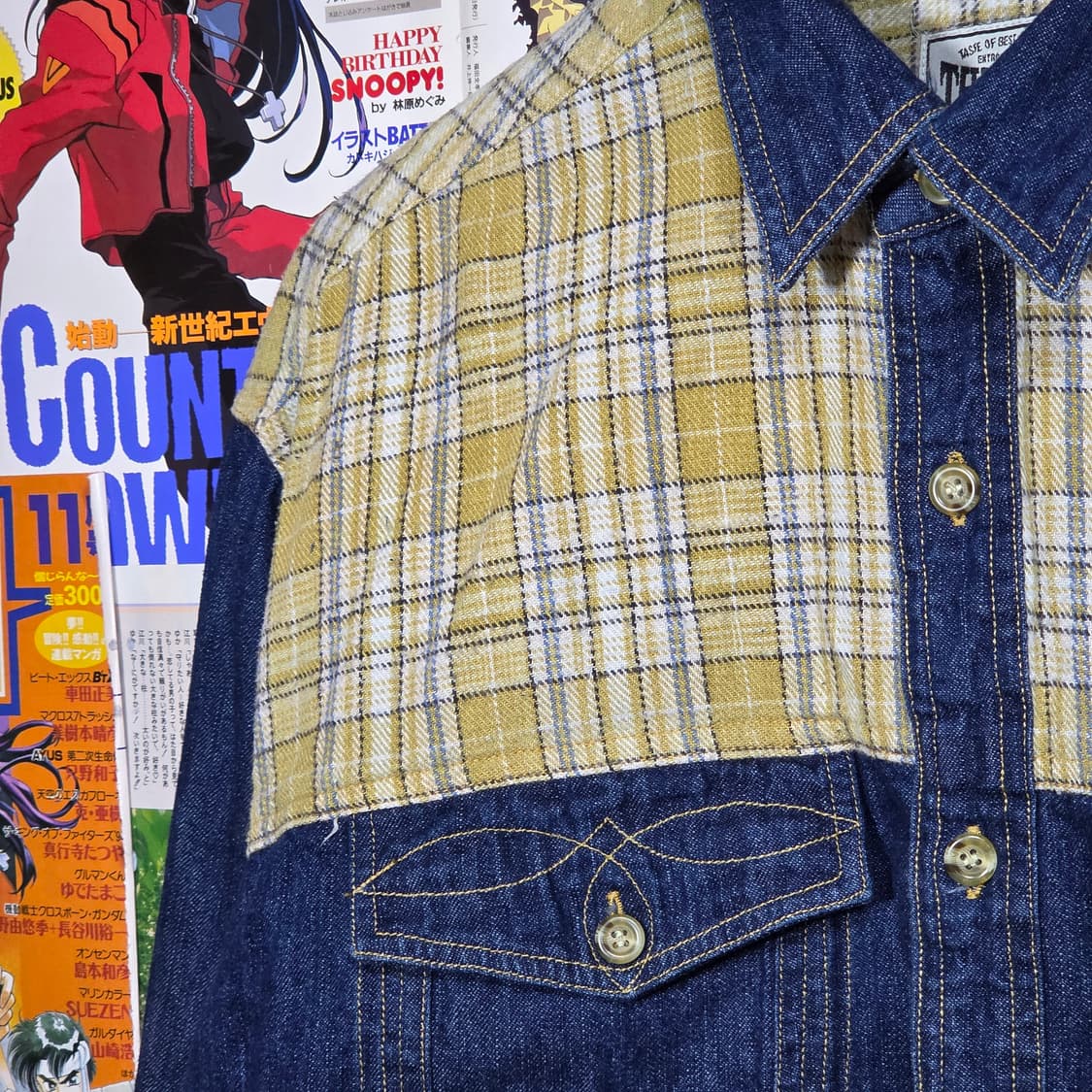 JPN 타탄 체크 웨스턴 스티치 데님 셔츠 상품이미지3