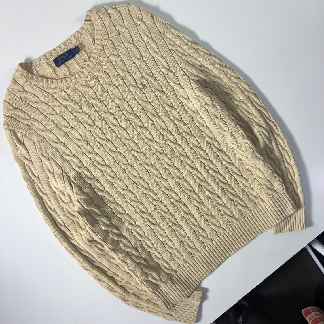 Polo  폴로 랄프로렌 자수 코튼 아이보리 꽈배기 니트 상품이미지2