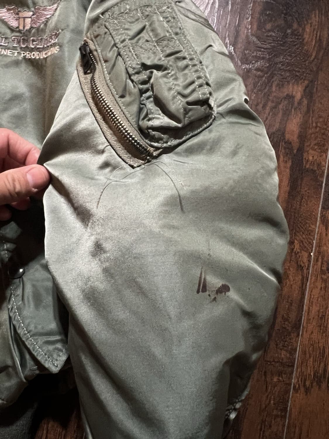 80s 알파인더스트리 MA-1 콜투글로리 커스텀 플라이트자켓 세이지 상품이미지9