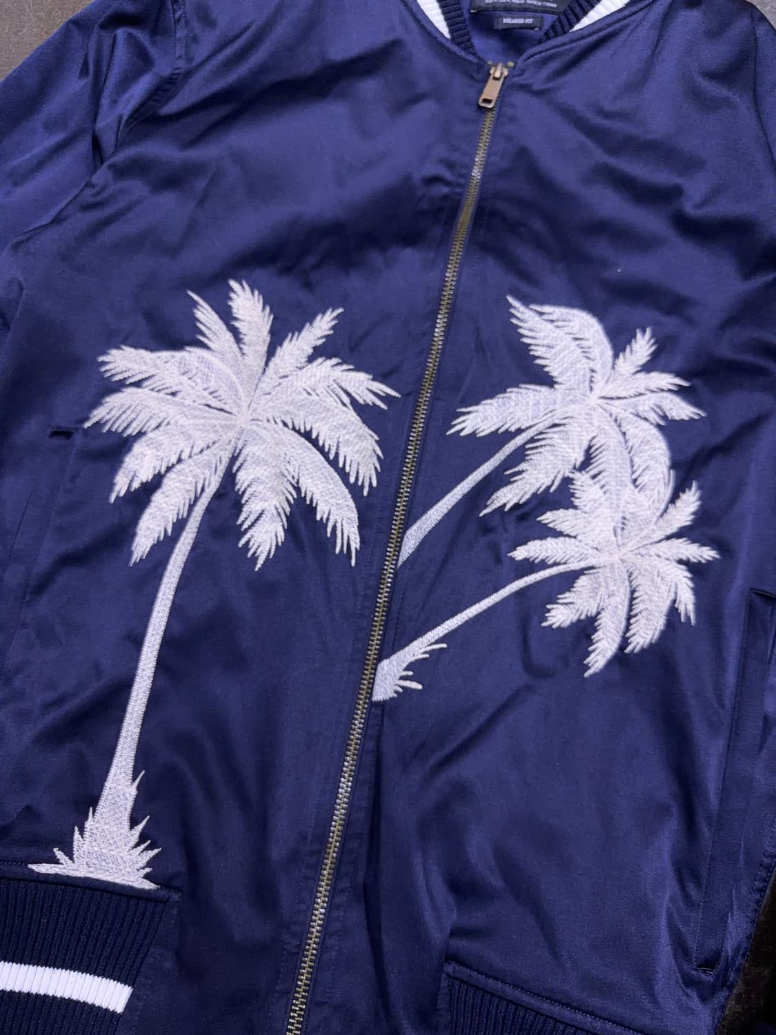 자라 팜트리 야자수 자수 스카쟌 자켓 네이비 M 상품이미지5