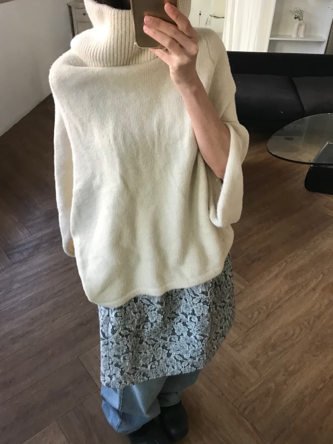 vintage turtle neck cape knit 상품이미지4