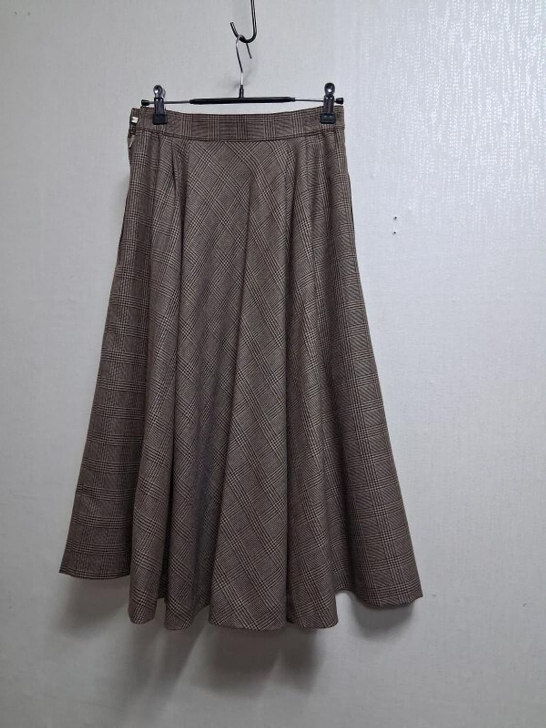 일본빈티지 MALION 레트로브라운체크 모직플레어스커트 26 상품이미지2
