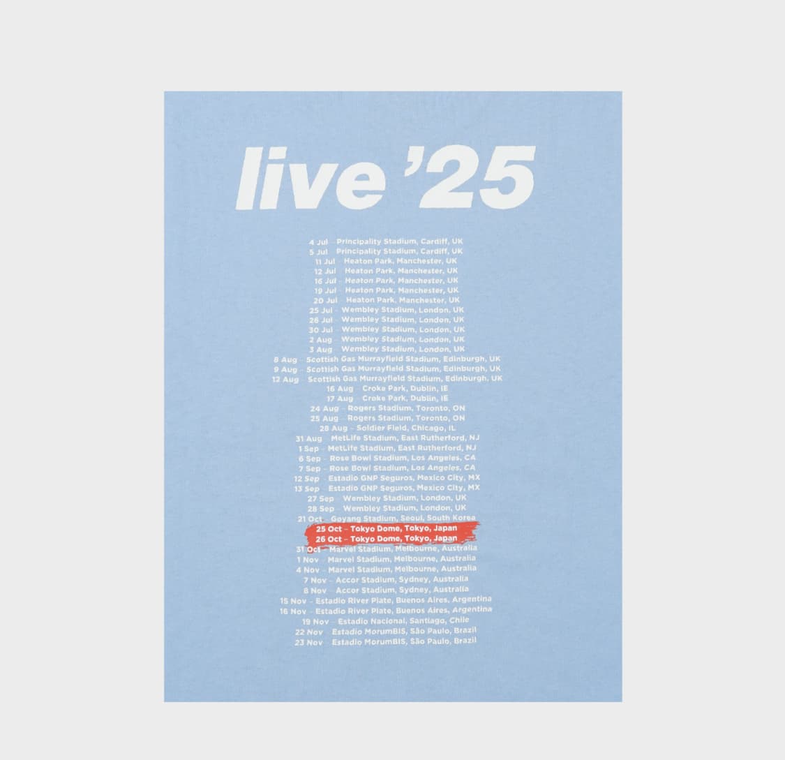 오피셜 오아시스 라이브 25 일본 한정판 티셔츠 상품이미지4