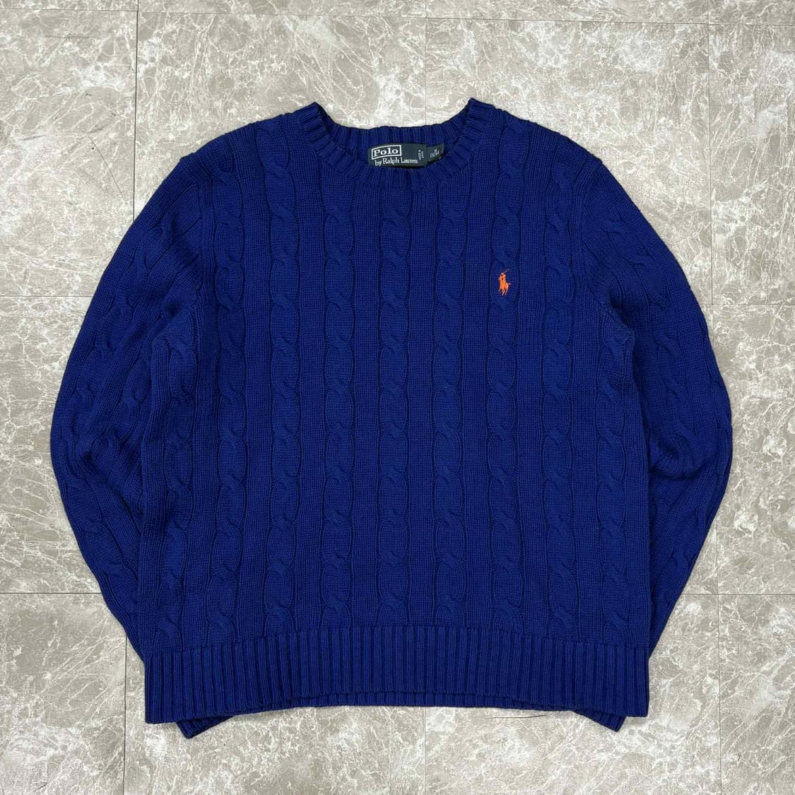 폴로 랄프로렌 딮블루 케이블 크루넥 코튼 니트(M) 상품이미지2