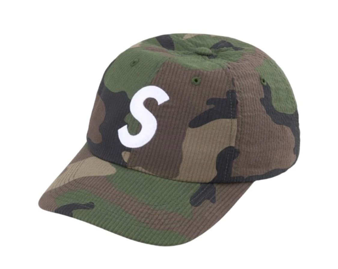 [새상품]슈프림 볼캡 모자 시어서커 S 로고 6-패널 (카모) 상품이미지1