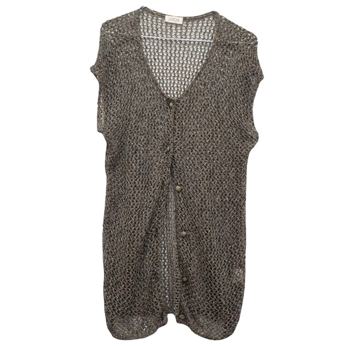 일본 빈티지 LOVELINE 브라운 니트 롱 조끼 상품이미지1