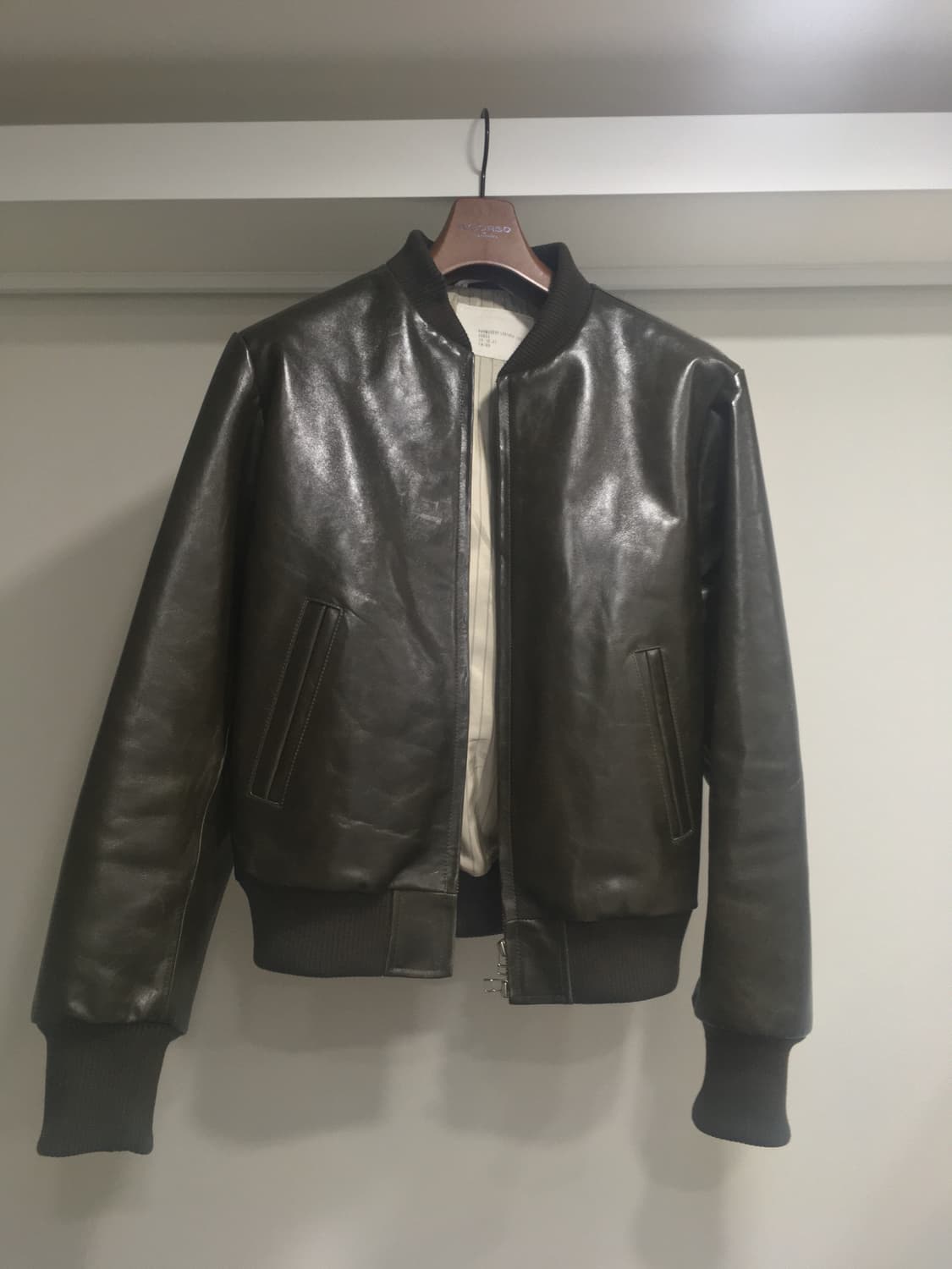 [48]  leather jacket - khak 상품이미지1
