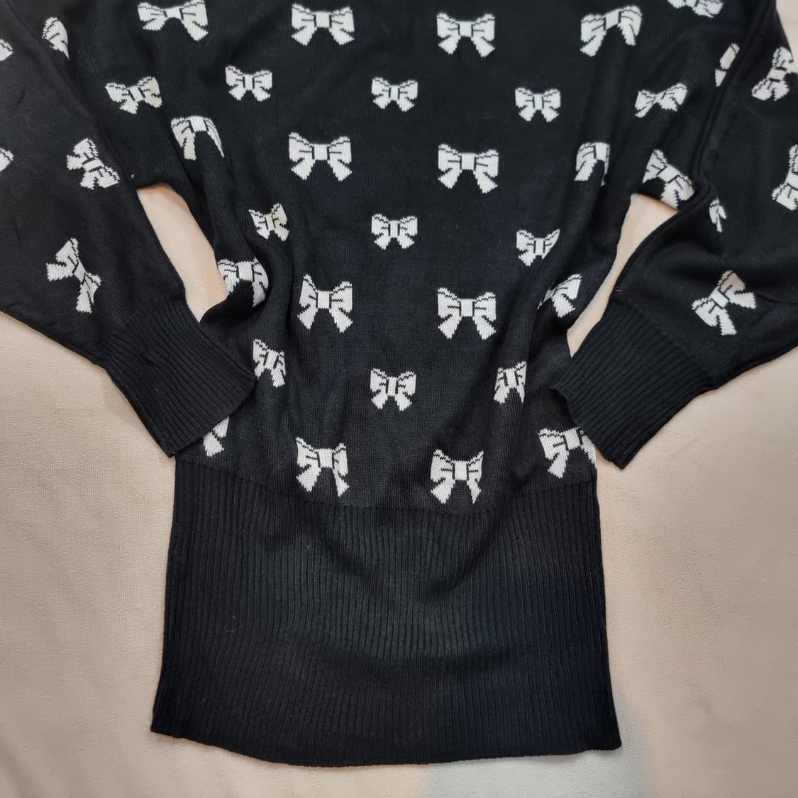 화이트 리본 올오버 니트 롱탑 상품이미지3