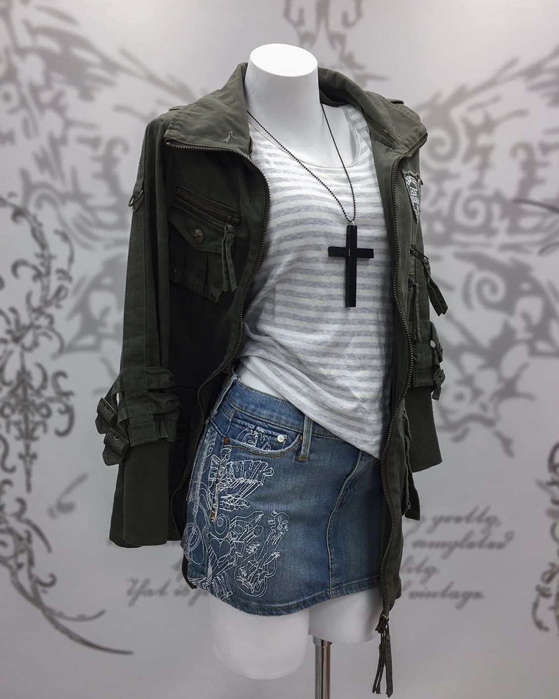 Y2K back lettering patch utility jacket 상품이미지3