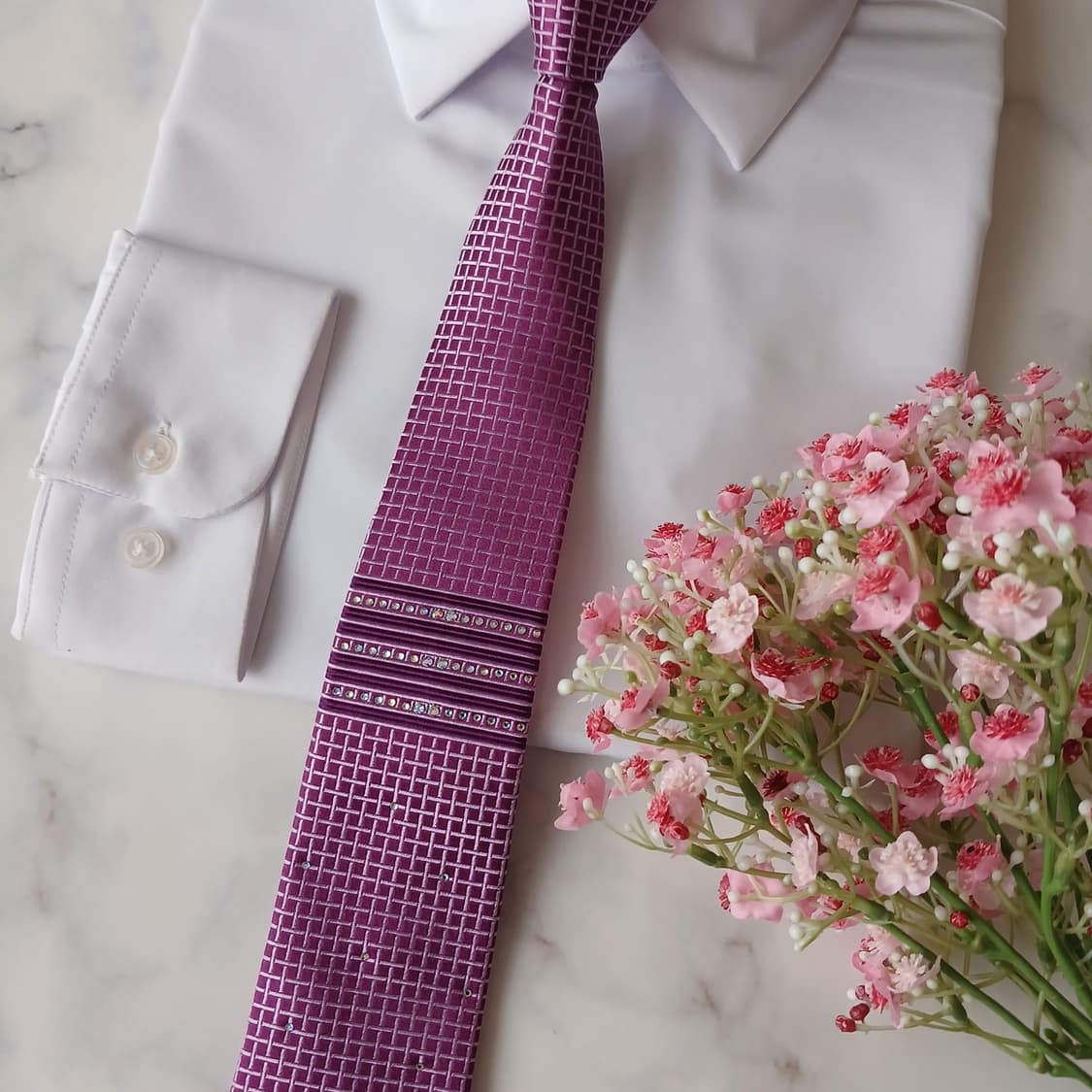 MCM 실크 퍼플 텍스처 넥타이 7.6cm A+등급 A19266
 상품이미지5