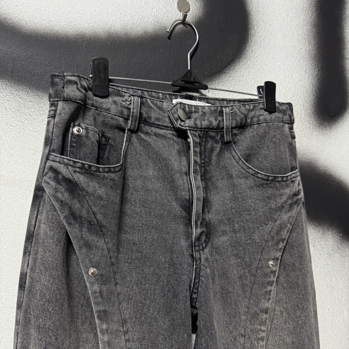 VTG 빈티지 써클 컷아웃 디테일 와이드 부츠컷 흑청 데님 팬츠 상품이미지3