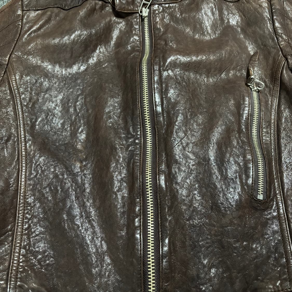 Vegetable sheepskin slim jacket brown 상품이미지9