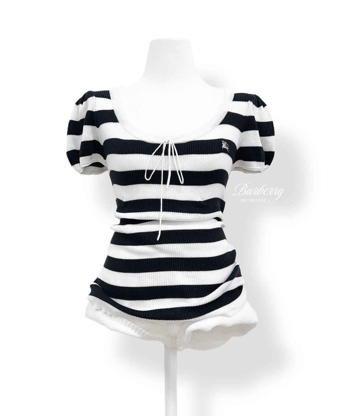 버버리 스트라이프 반팔 니트 탑 엣팃시stc빈티지진리 상품이미지1