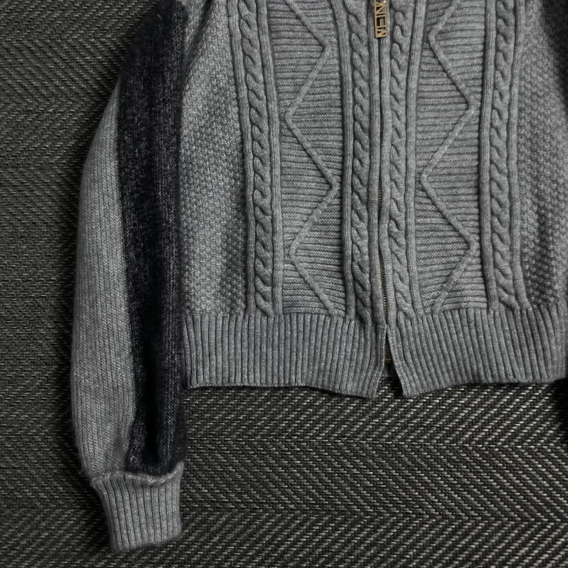 빈티지 우먼스 꽈배기 크롭 니트 자켓 그레이y 3987 상품이미지4