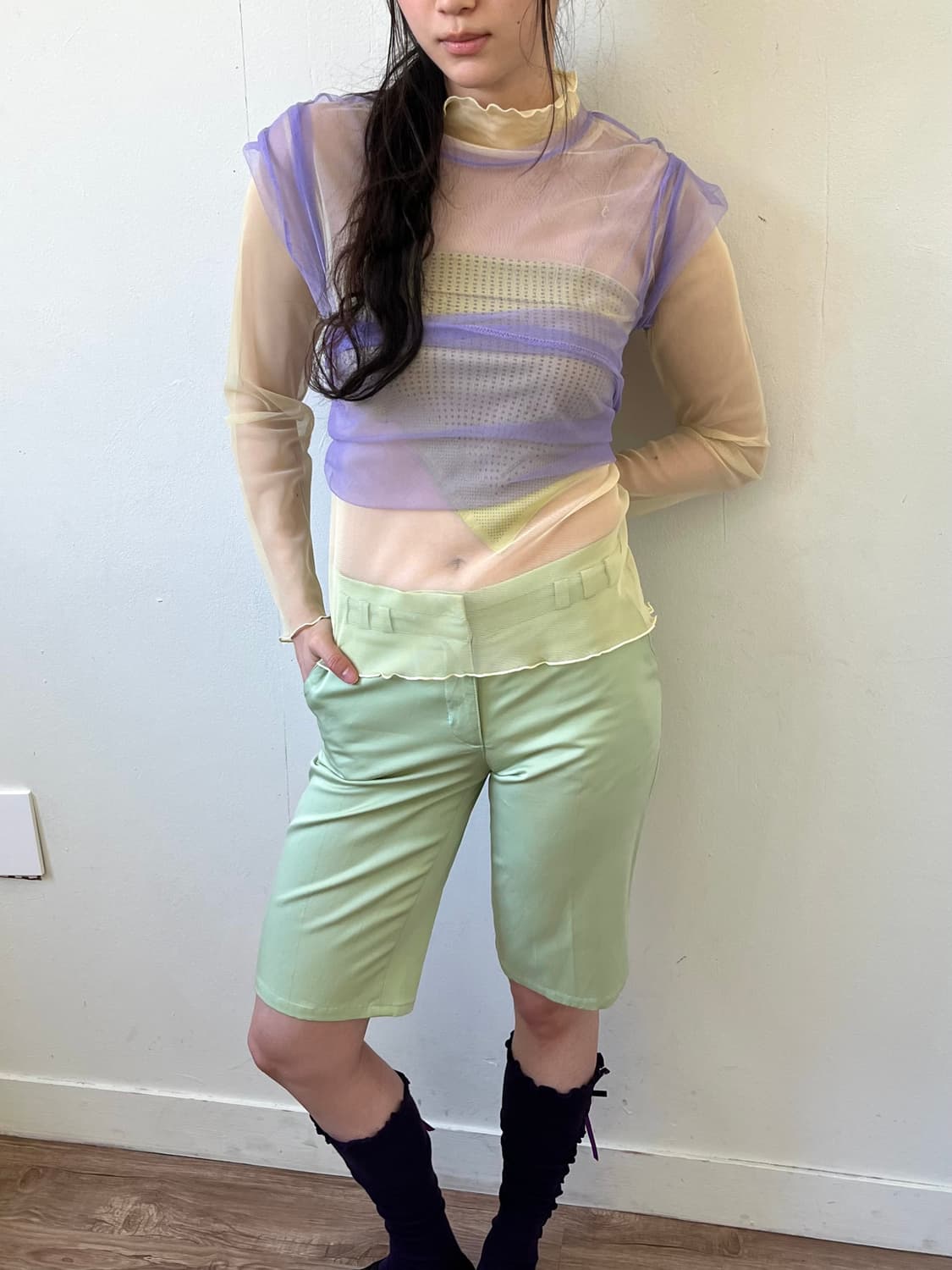 JESSY LOGAN 퍼플 시스루 탑 상품이미지6