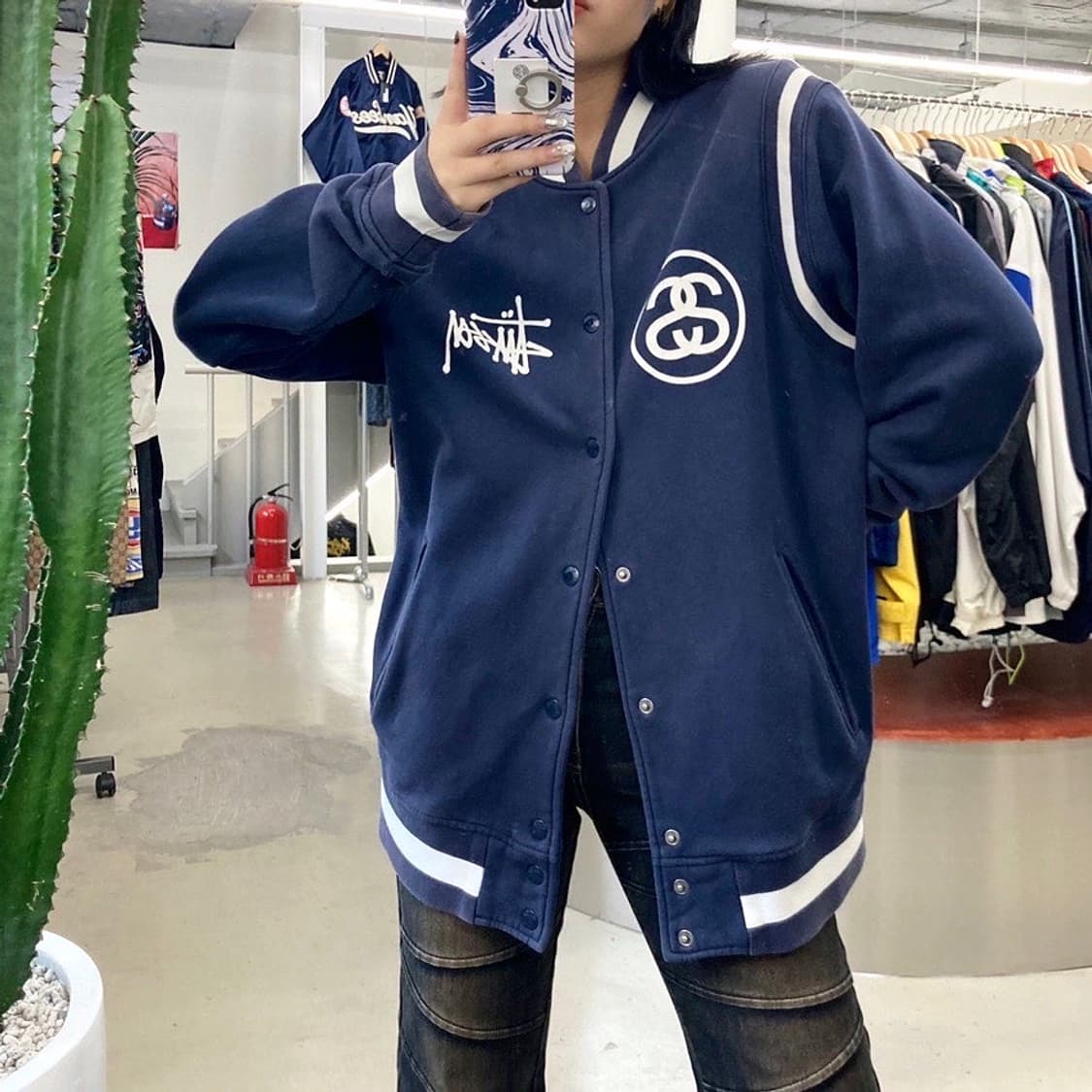 스투시 09F/W 월드 투어 네이비 바시티 자켓 상품이미지3