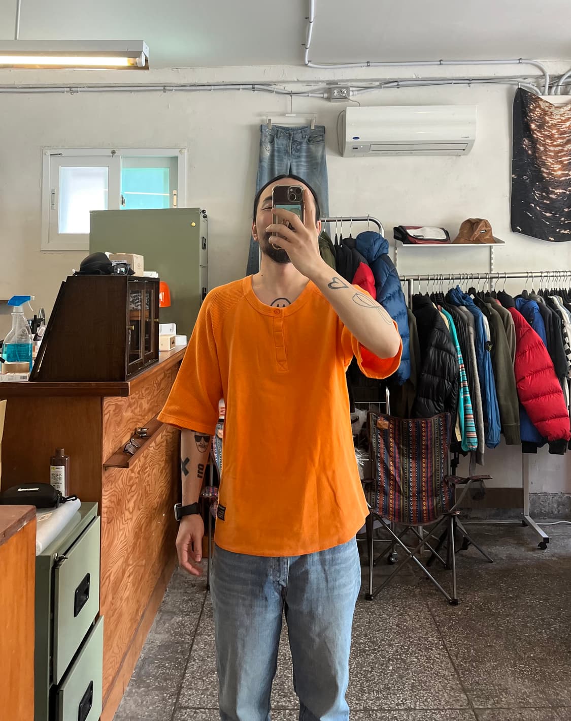 올드 스투시 오버핏 7부 헨리넥티셔츠 상품이미지1