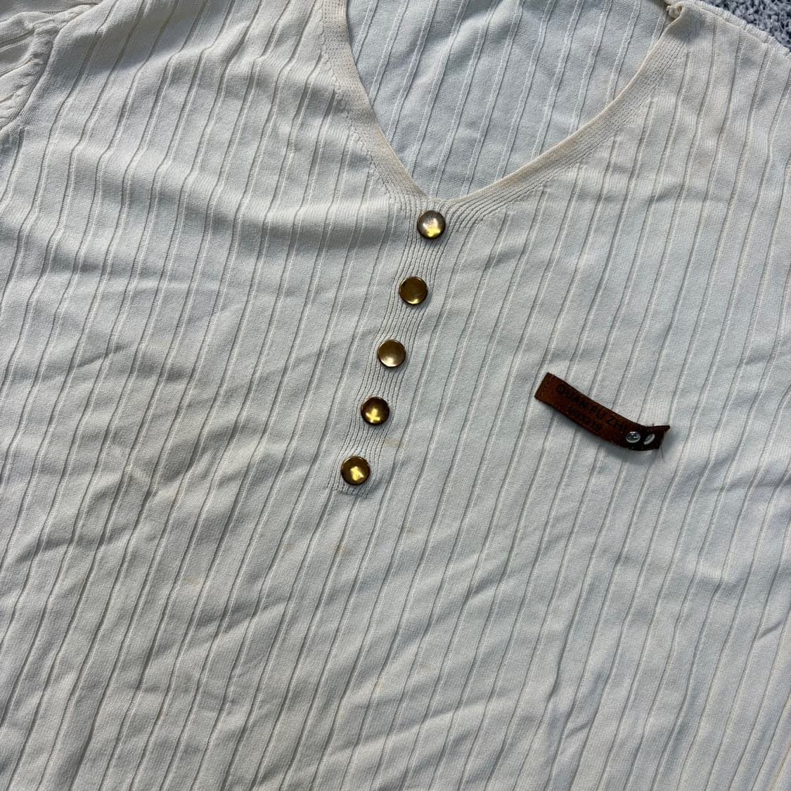 실측 크리스탈 골지 브이넥 7부 긴팔티 0416J 상품이미지3