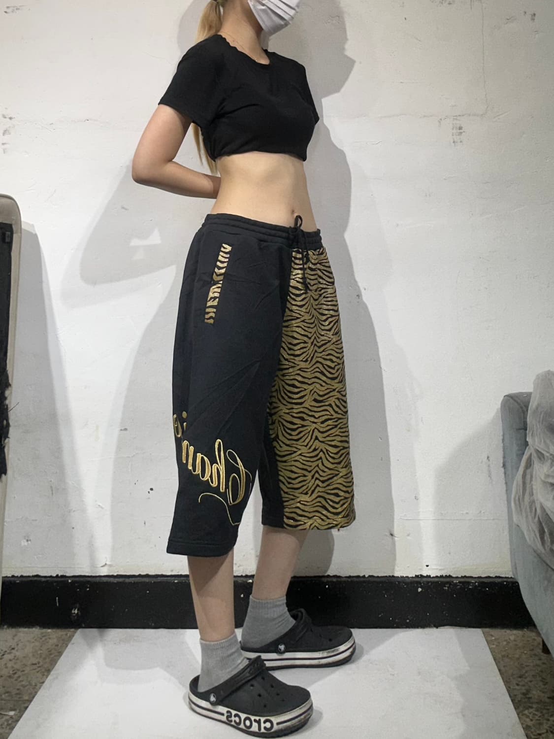 챔피온 블랙 새깅 로고 반바지 버뮤다 팬츠 L 상품이미지1