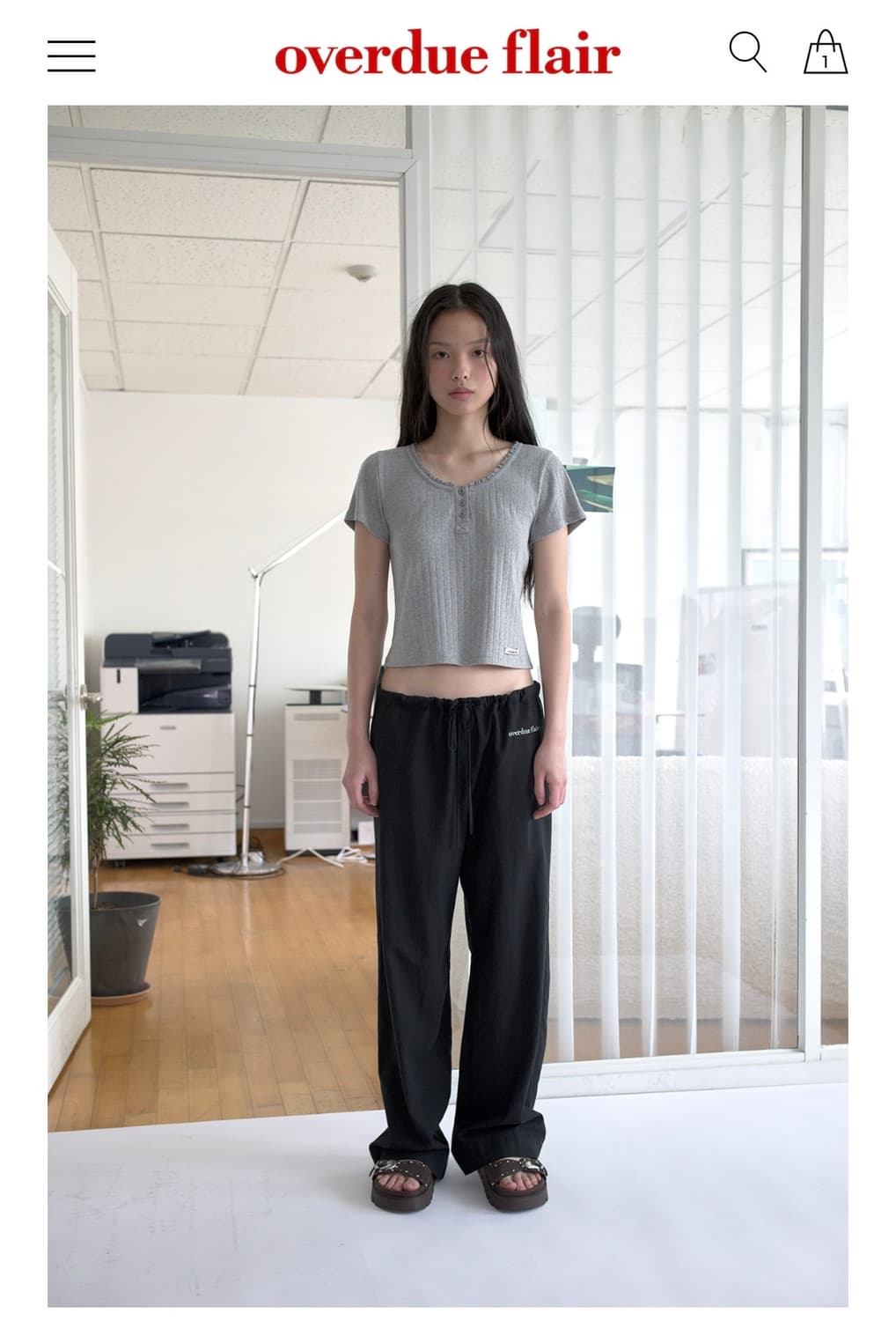 오버듀플레어 COTTON SHEER PANTS_BLACK 상품이미지1