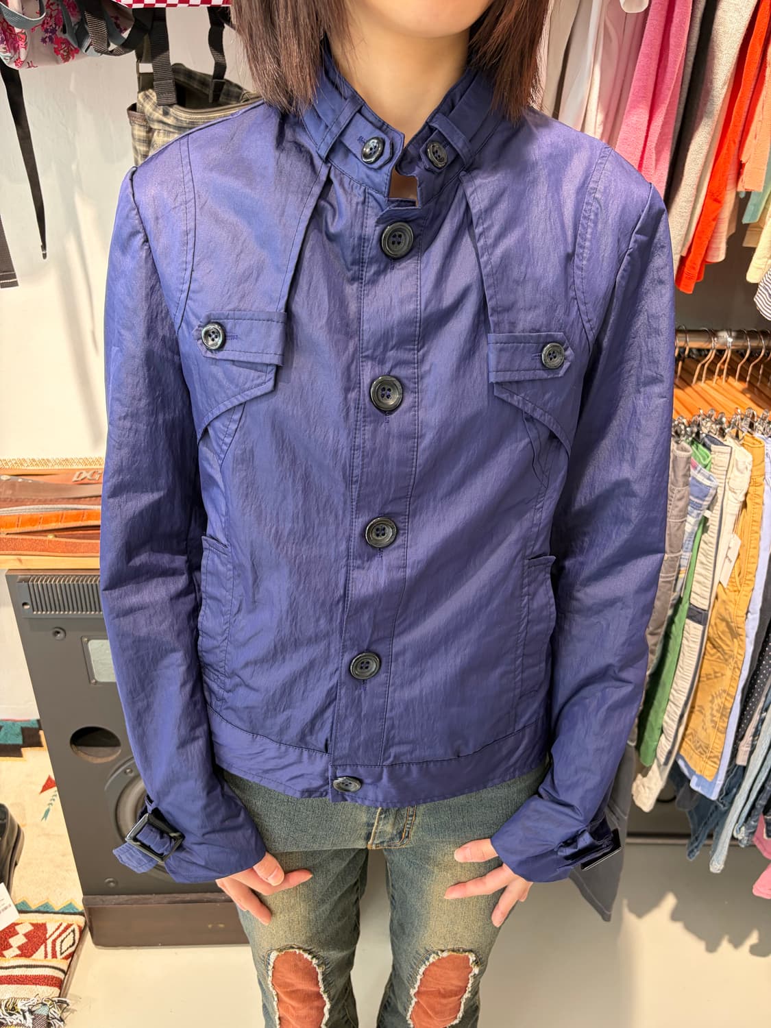 WODUL 버튼 디테일 네이비 자켓 M 상품이미지3