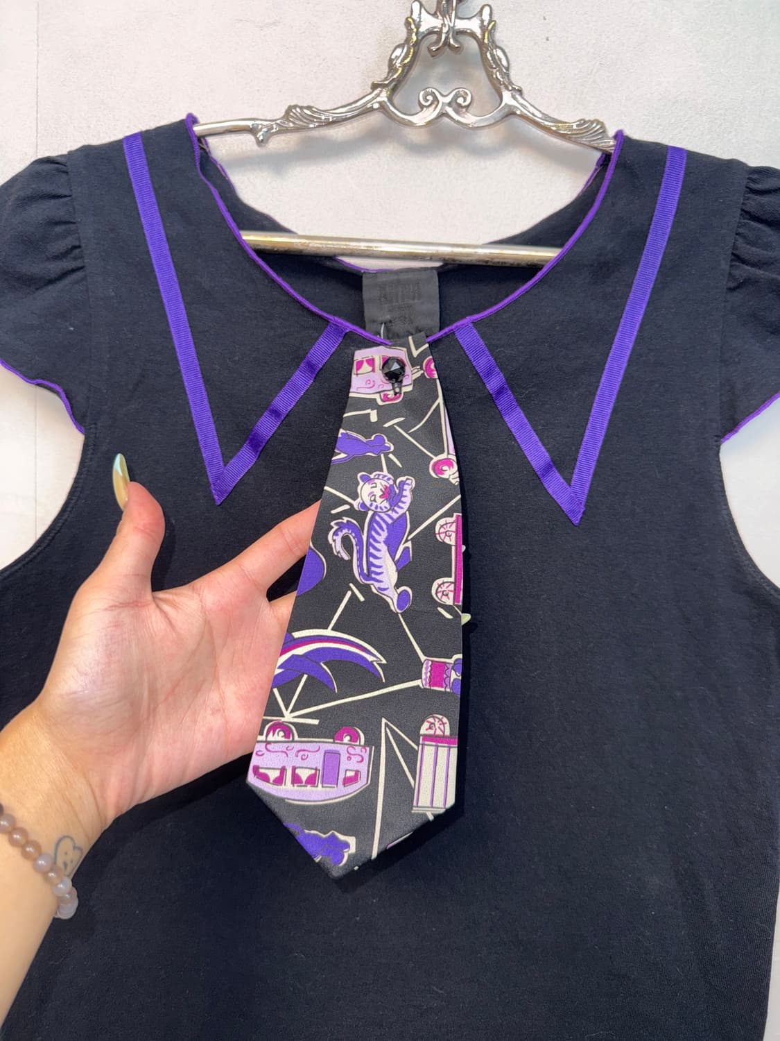 Anna Sui black purple kitsch tie half t  상품이미지4