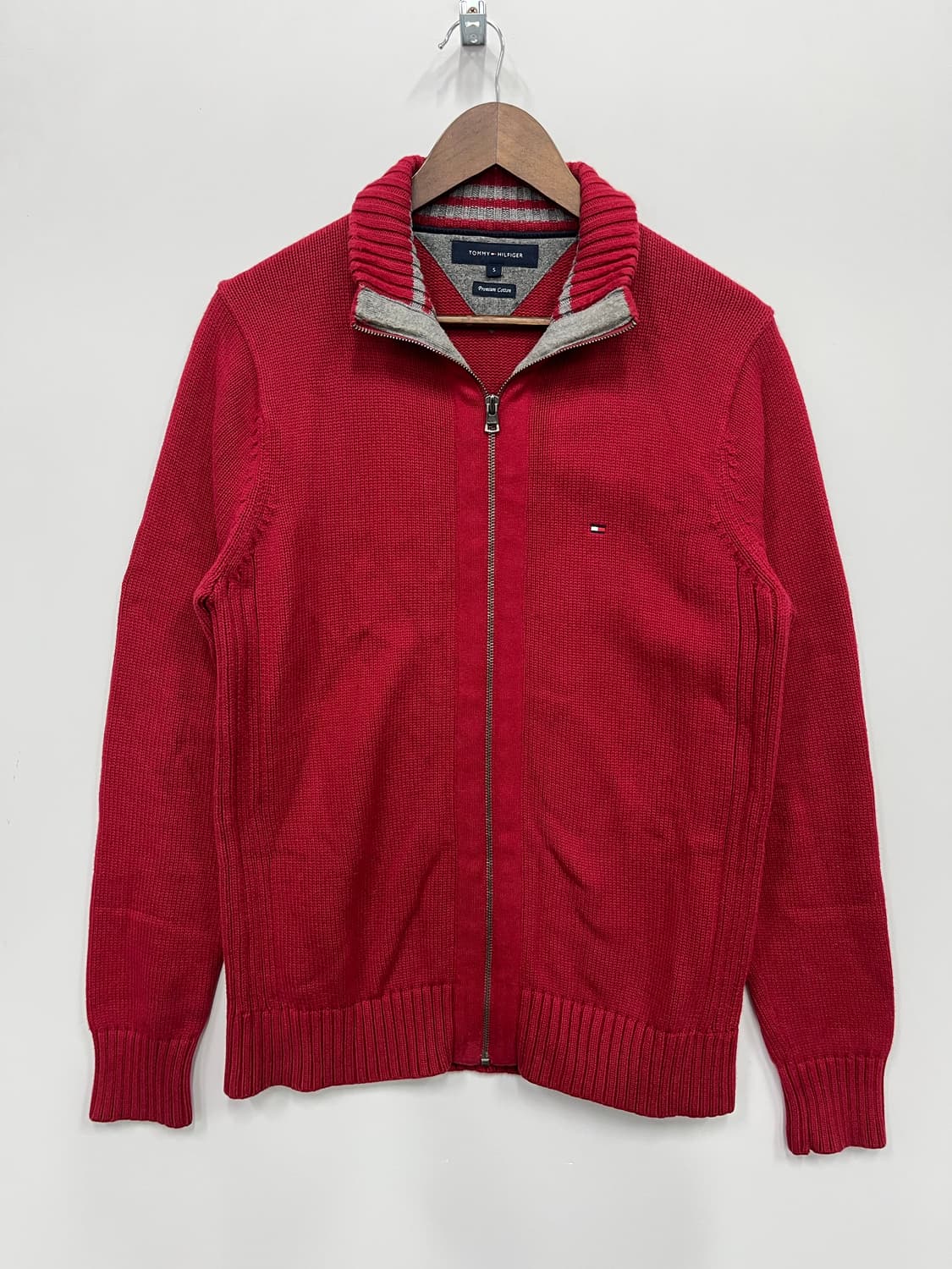 타미힐피거 버건디 니트집업 상품이미지1