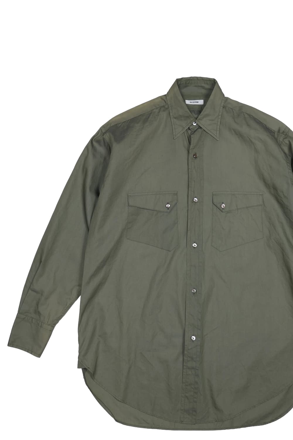 인테림 코튼-실크 포플린 셔츠 올리브그린 상품이미지2