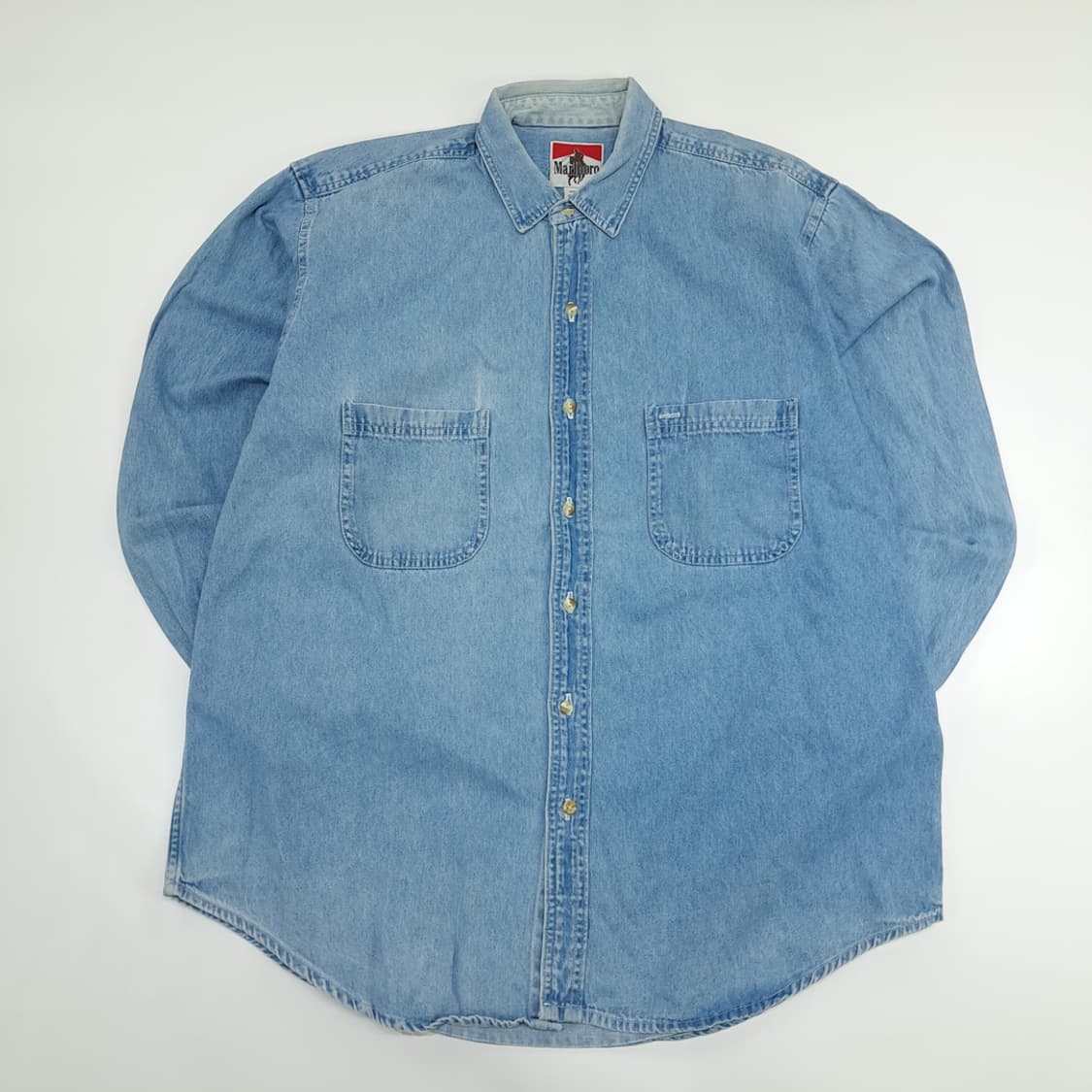 Co826 XL 말보로 클래식 90s USA 연청 데님 긴팔 워크 셔츠 상품이미지1
