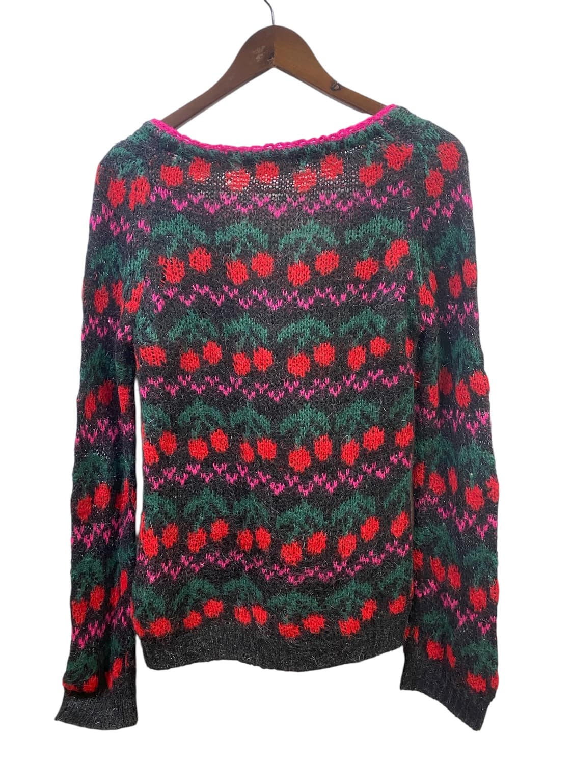 빈티지 체리패턴 v넥 니트 상품이미지2