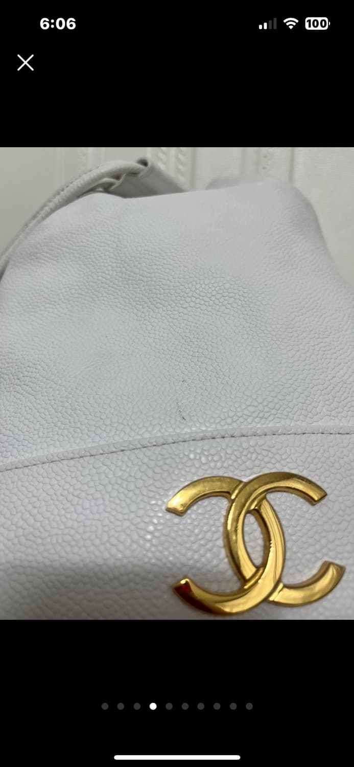 샤넬 정품 24k 골드볼 화이트 버킷백 금장 상품이미지5