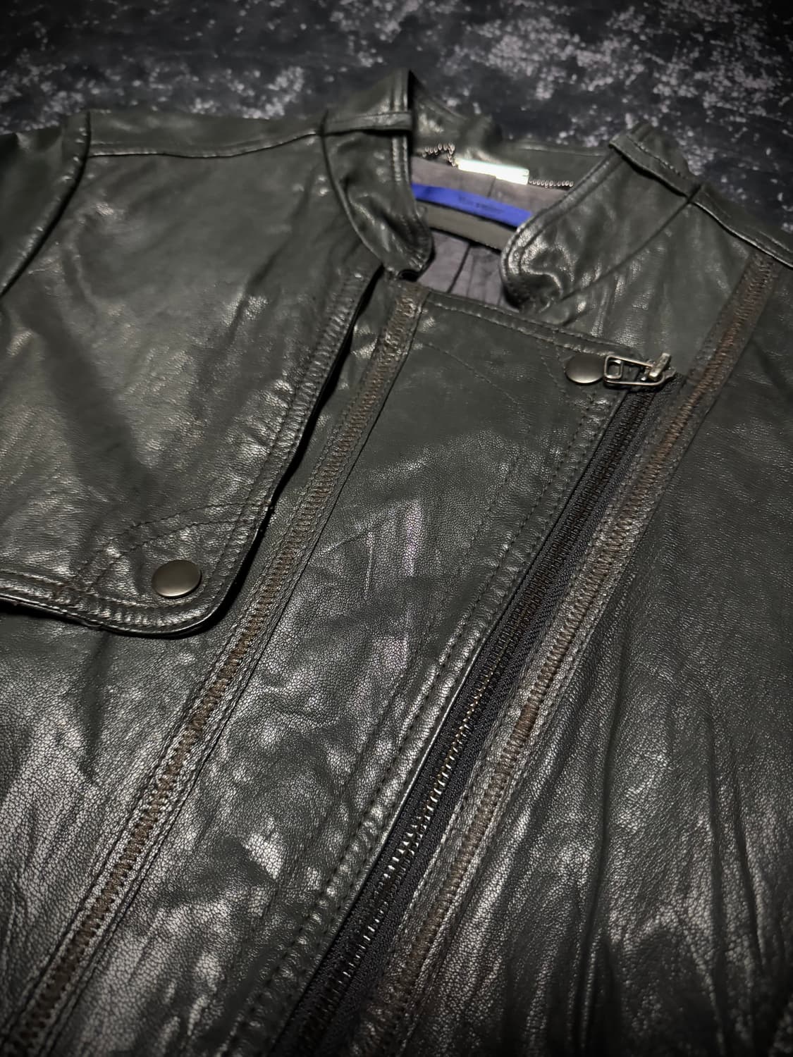 00s Style Dark Green Button Detail Leath 상품이미지2