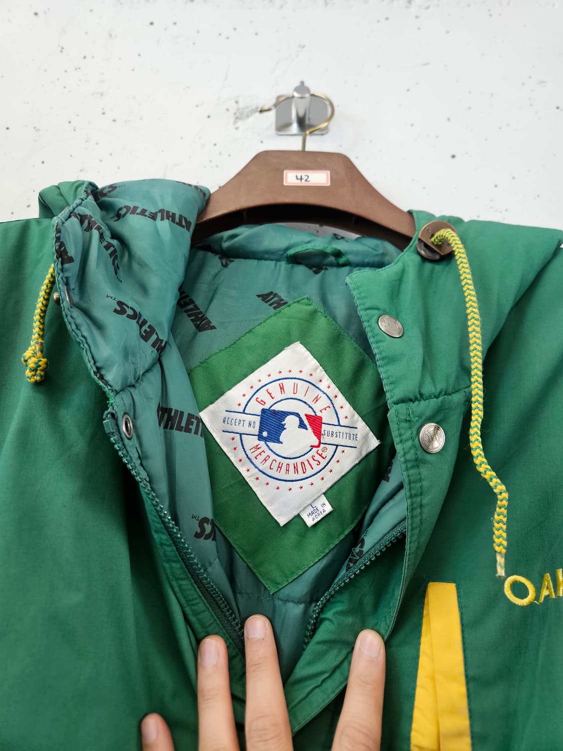 MLB 오클랜드 어슬레틱스 그린 야구 롱패딩 상품이미지3