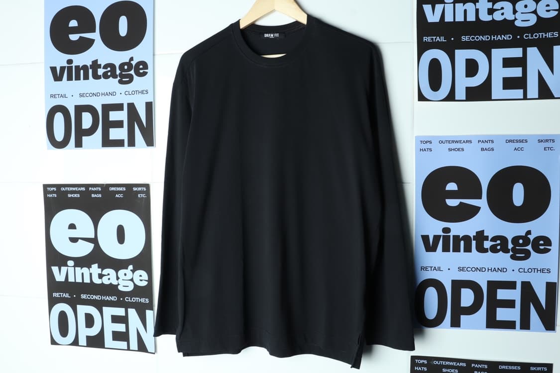 (M-XL) 드로우핏 긴팔티셔츠 긴팔 무지 블랙 쭉티-H31305 상품이미지2