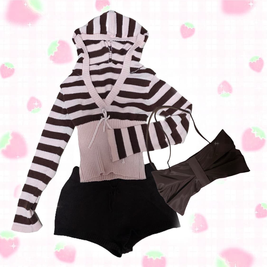 딸기초코 후디 니트 코디세트 상품이미지1