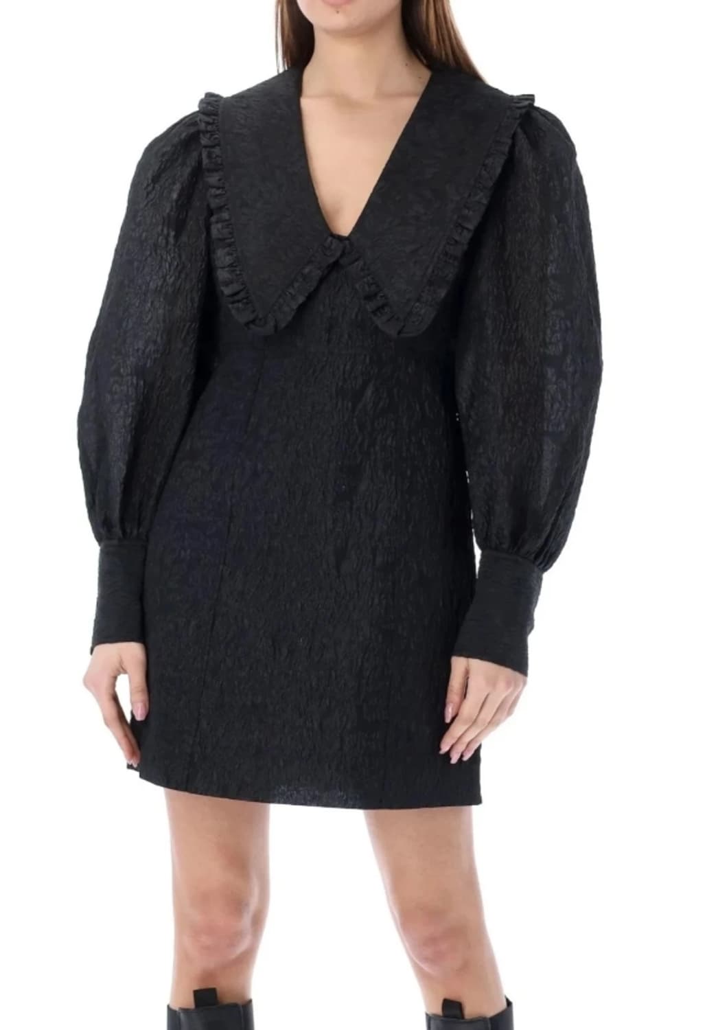 GANNI 가니 블랙 퍼프 소매 미니 드레스 34 상품이미지1