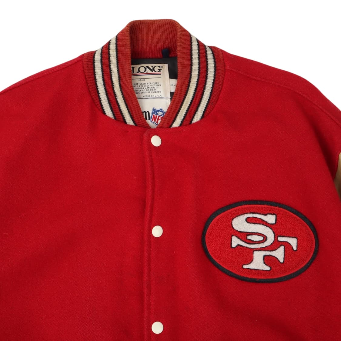 90s DeLong X NFL 포티 나이너스 레더 바시티 자켓 상품이미지2