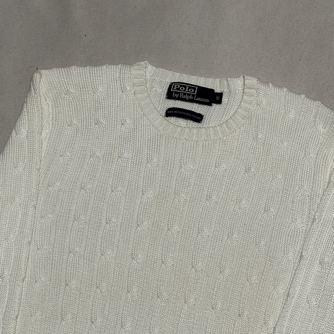 S 폴로랄프로렌 머서라이즈드 코튼 화이트 케이블 니트 상품이미지1