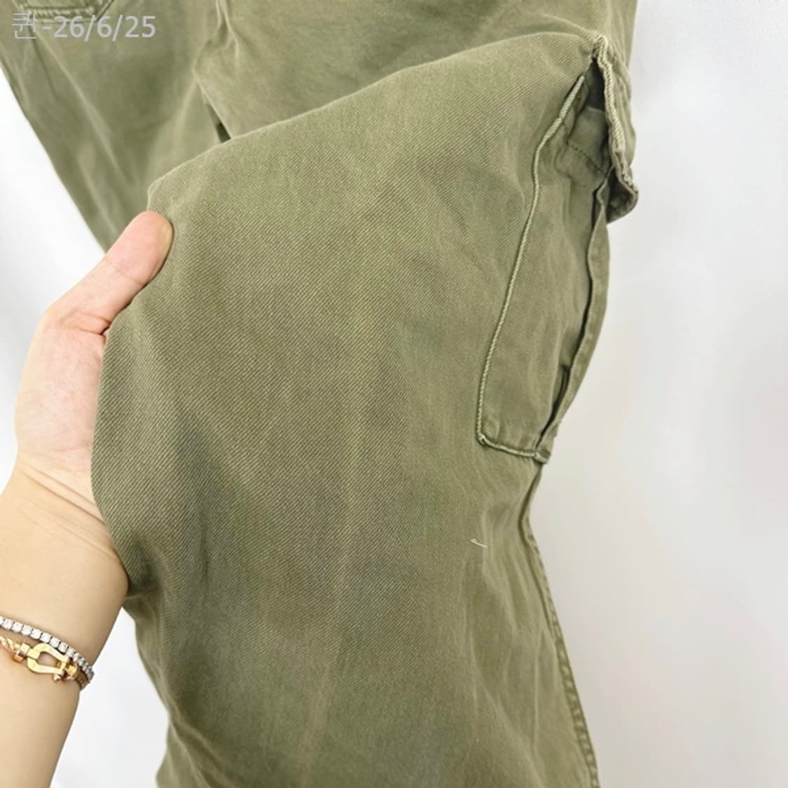 LOVERSTIDE 여자 카키 주머니 카고 바지 M 상품이미지9