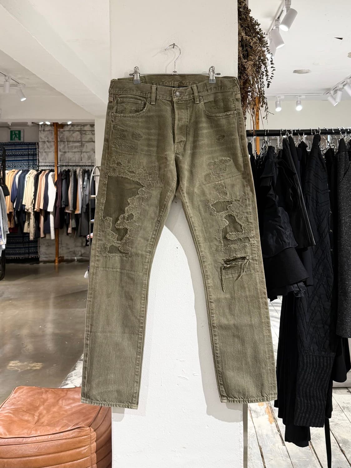 데님 앤 서플라이 카키 디스트로이드 팬츠 상품이미지1